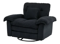 Sillón giratorio en tejido chenilla negro con cojín - Para salón, dormitorio y oficina