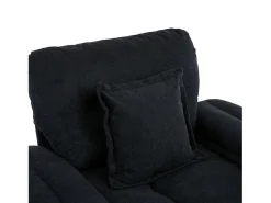 Sillón giratorio en tejido chenilla negro con cojín - Para salón, dormitorio y oficina