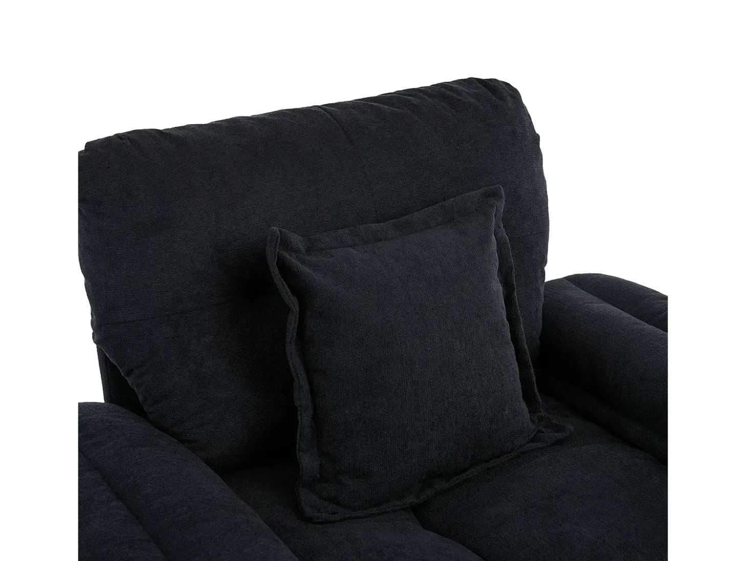 Sillón giratorio en tejido chenilla negro con cojín - Para salón, dormitorio y oficina