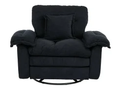 Sillón giratorio en tejido chenilla negro con cojín - Para salón, dormitorio y oficina