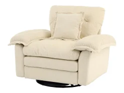 Sillón giratorio en tejido chenilla beige con cojín - Para salón, dormitorio y oficina