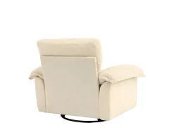 Sillón giratorio en tejido chenilla beige con cojín - Para salón, dormitorio y oficina