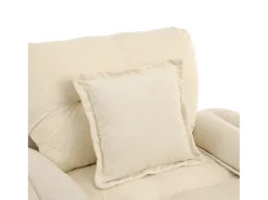 Sillón giratorio en tejido chenilla beige con cojín - Para salón, dormitorio y oficina