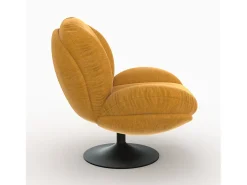 Sillón giratorio en tejido efecto terciopelo amarillo mostaza - Ricci