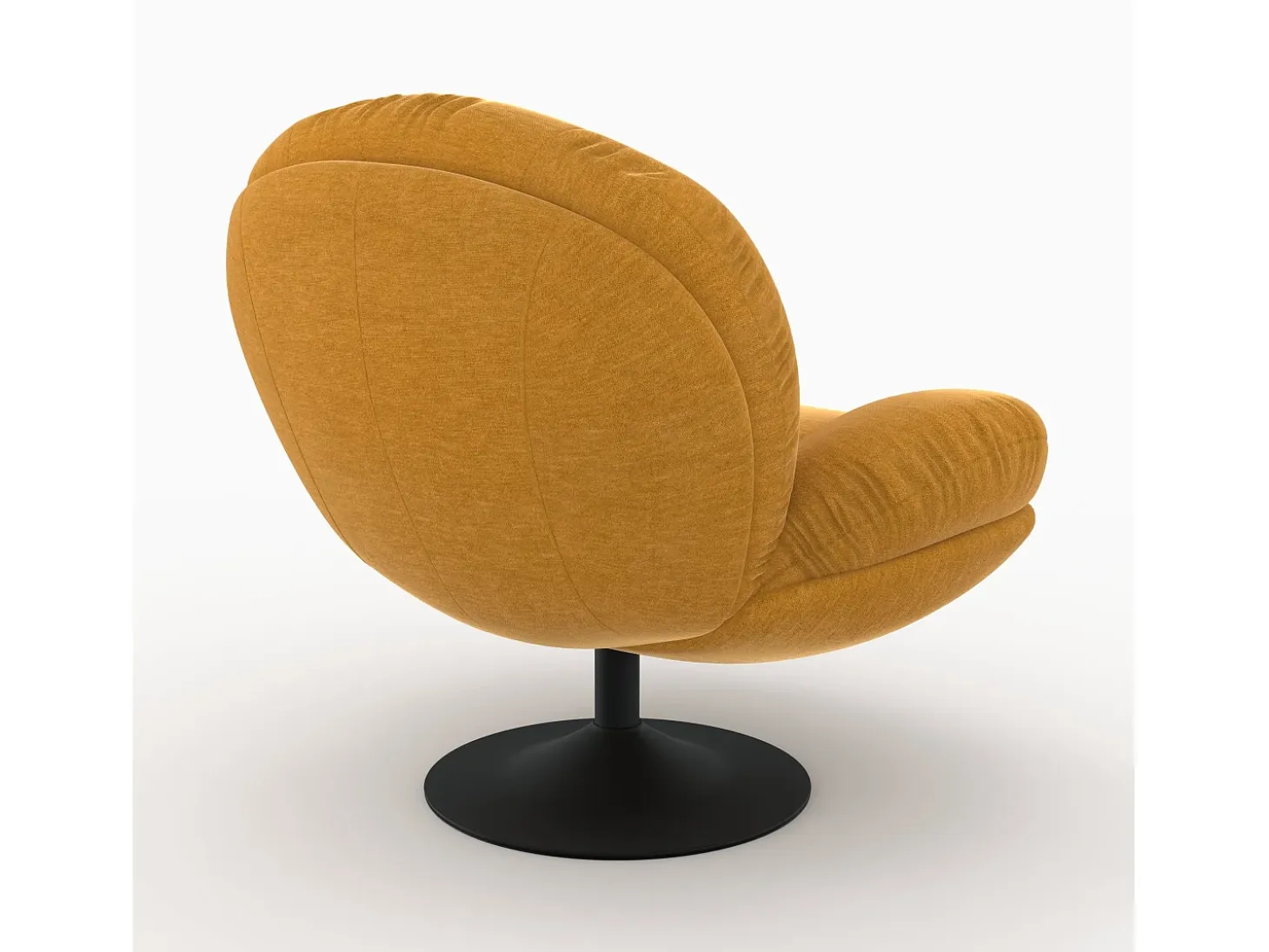 Sillón giratorio en tejido efecto terciopelo amarillo mostaza - Ricci