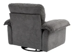 Sillón giratorio en tejido chenilla gris con cojín - Para salón, dormitorio y oficina