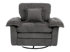 Sillón giratorio en tejido chenilla gris con cojín - Para salón, dormitorio y oficina