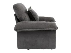 Sillón giratorio en tejido chenilla gris con cojín - Para salón, dormitorio y oficina