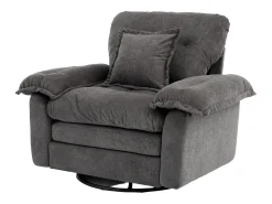 Sillón giratorio en tejido chenilla gris con cojín - Para salón, dormitorio y oficina