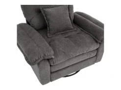 Sillón giratorio en tejido chenilla gris con cojín - Para salón, dormitorio y oficina