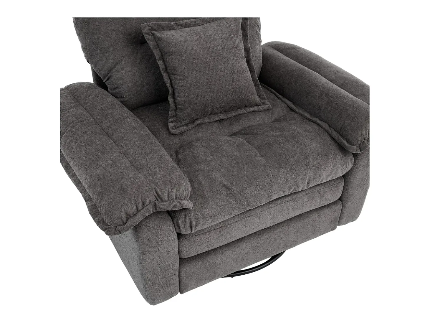 Sillón giratorio en tejido chenilla gris con cojín - Para salón, dormitorio y oficina