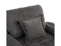 Sillón giratorio en tejido chenilla gris con cojín - Para salón, dormitorio y oficina