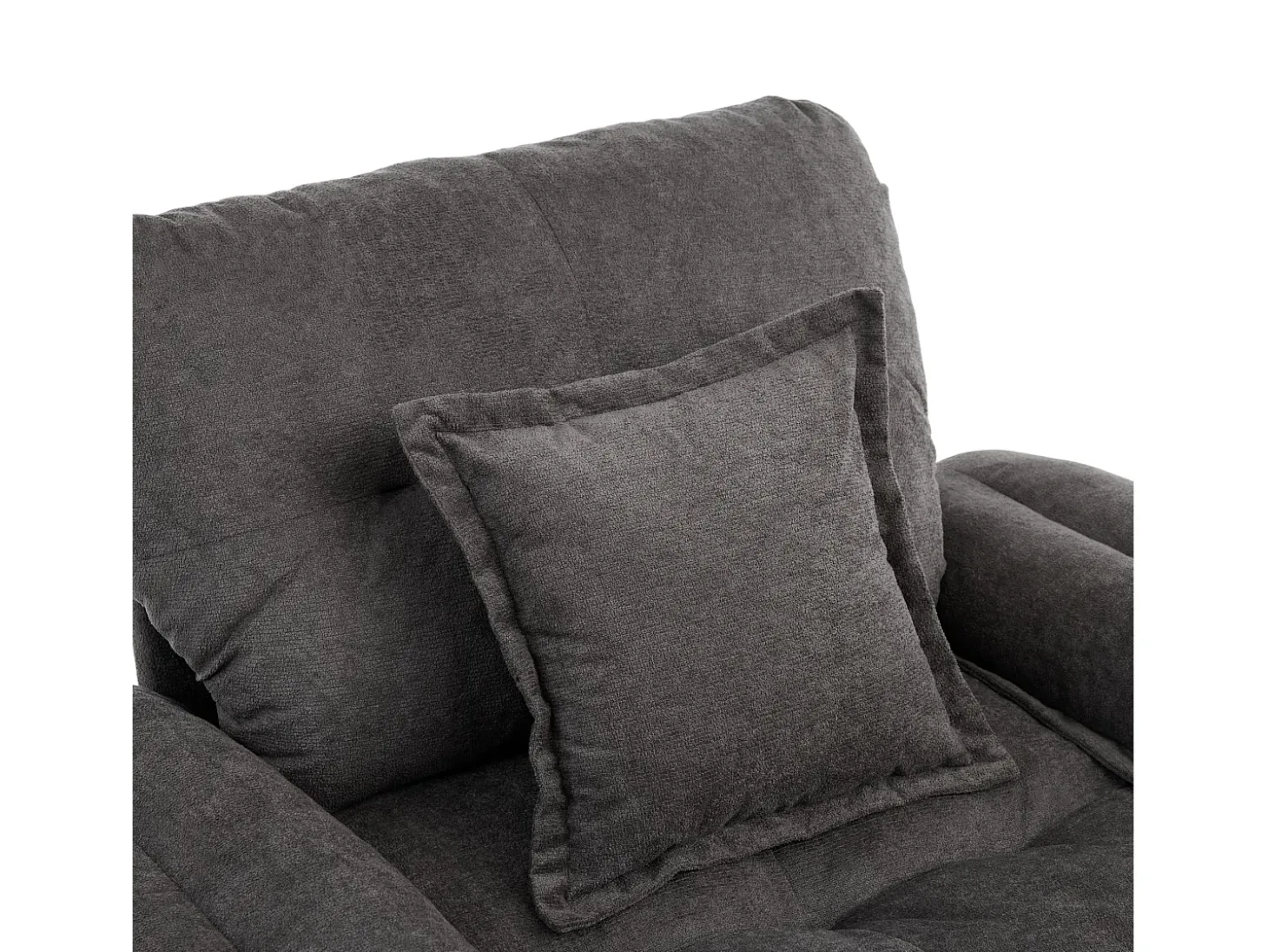 Sillón giratorio en tejido chenilla gris con cojín - Para salón, dormitorio y oficina