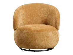 Sillón giratorio en tela texturizada color amarillo mostaza LACAZO