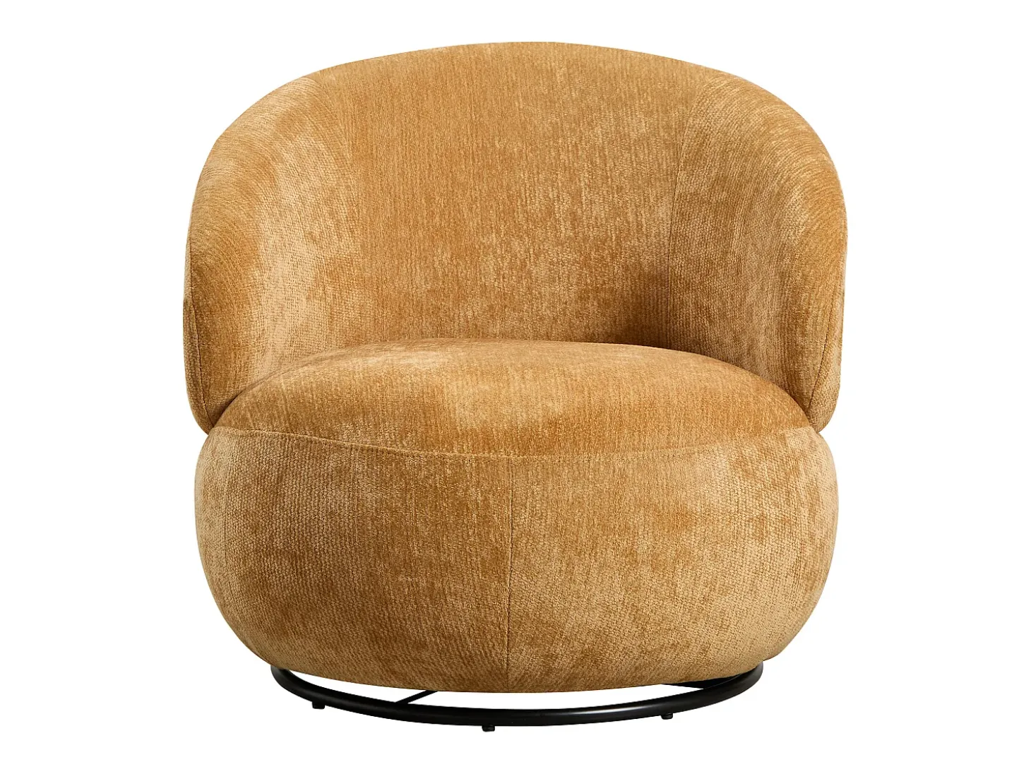 Sillón giratorio en tela texturizada color amarillo mostaza LACAZO