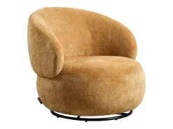 Sillón giratorio en tela texturizada color amarillo mostaza LACAZO