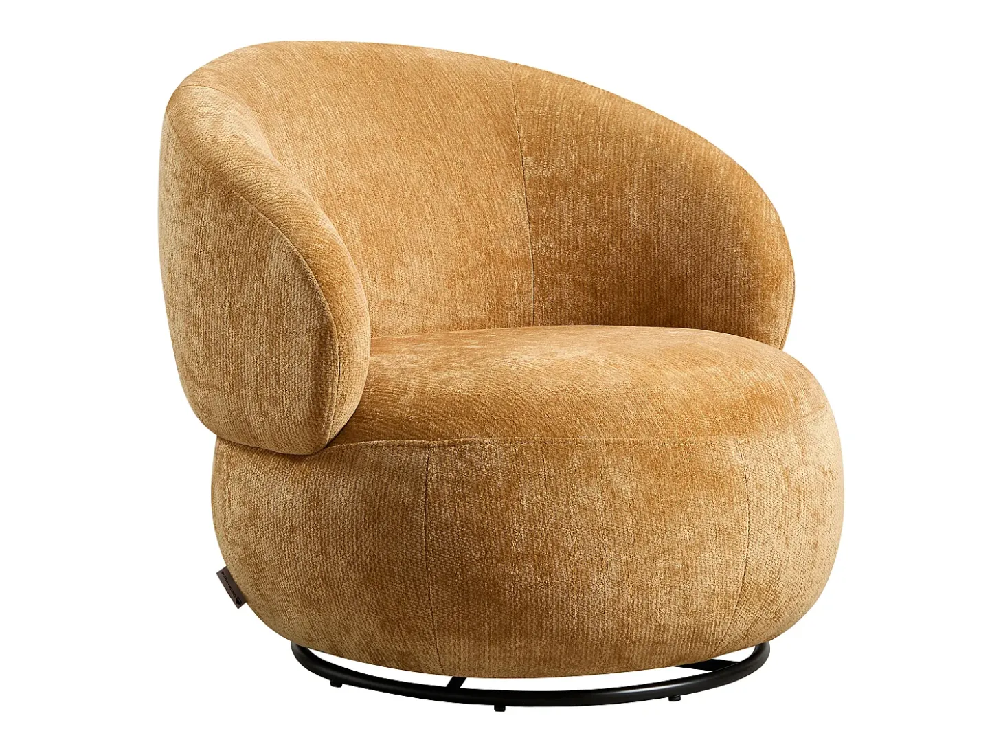 Sillón giratorio en tela texturizada color amarillo mostaza LACAZO