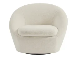 Sillón giratorio redondeado en tela de rizo blanco LACARA