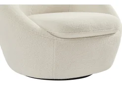Sillón giratorio redondeado en tela de rizo blanco LACARA
