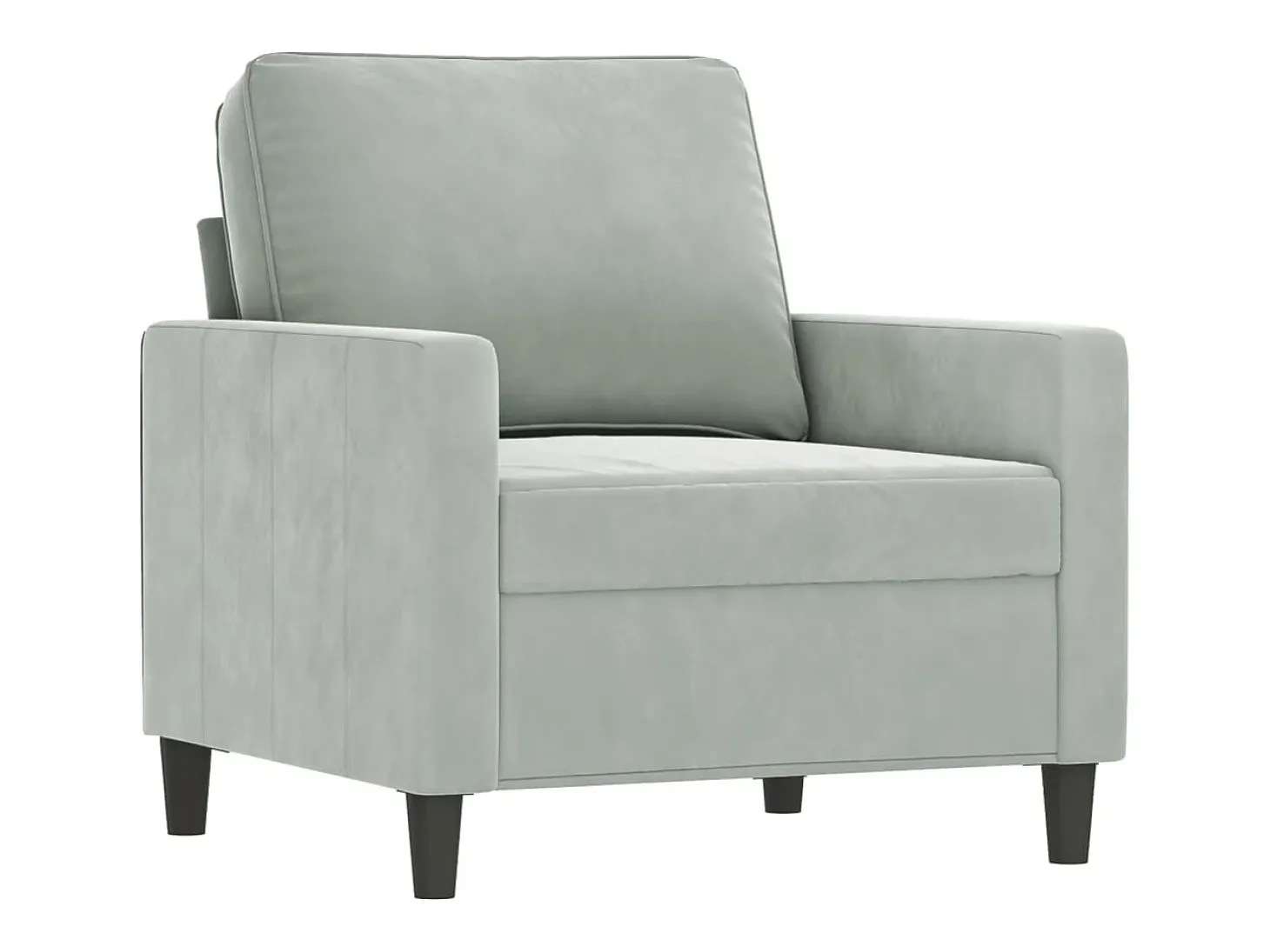 Sillón Gris Claro 60 cm Terciopelo