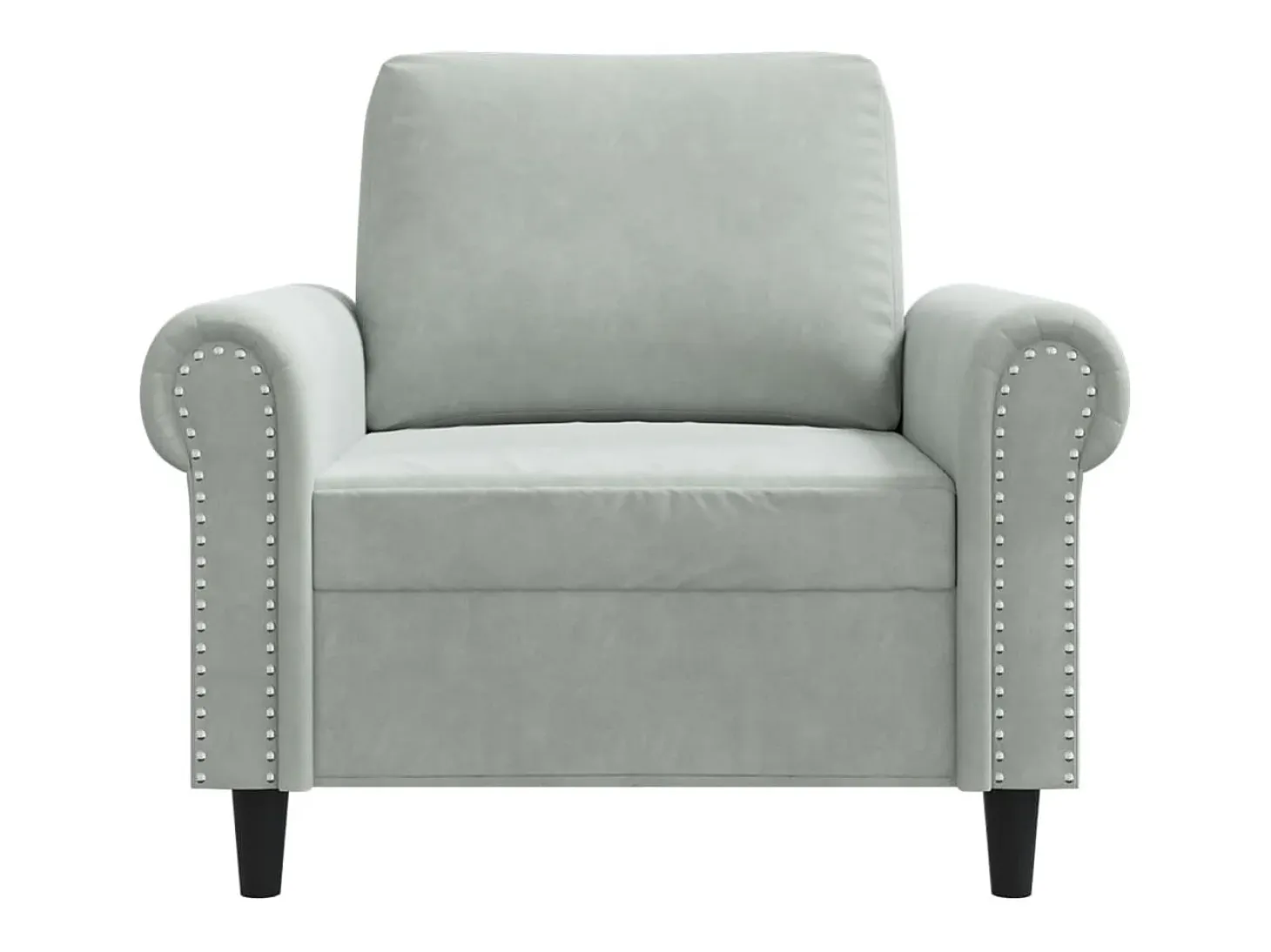 Sillón Gris Claro 60 cm Terciopelo