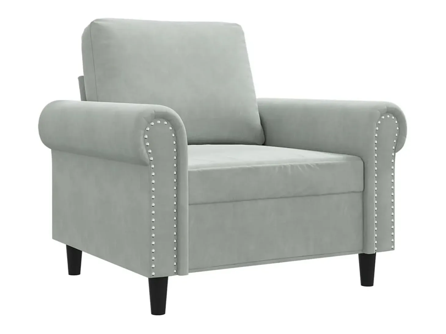 Sillón Gris Claro 60 cm Terciopelo