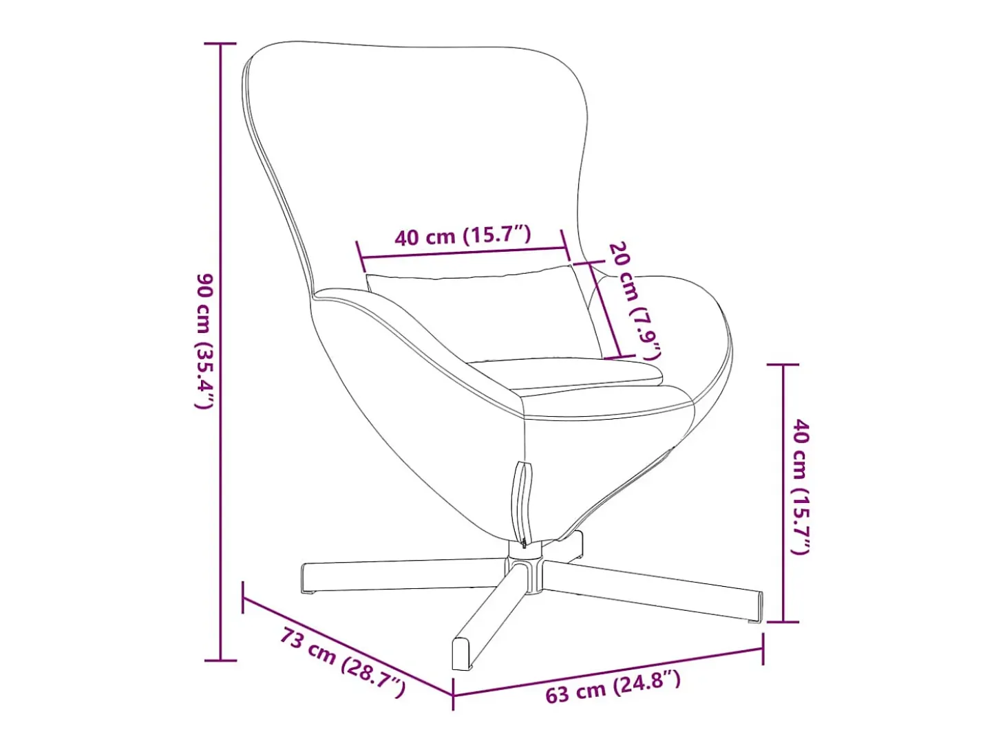 Sillón huevo Gris Claro 63 x 73 x 90 cm tela