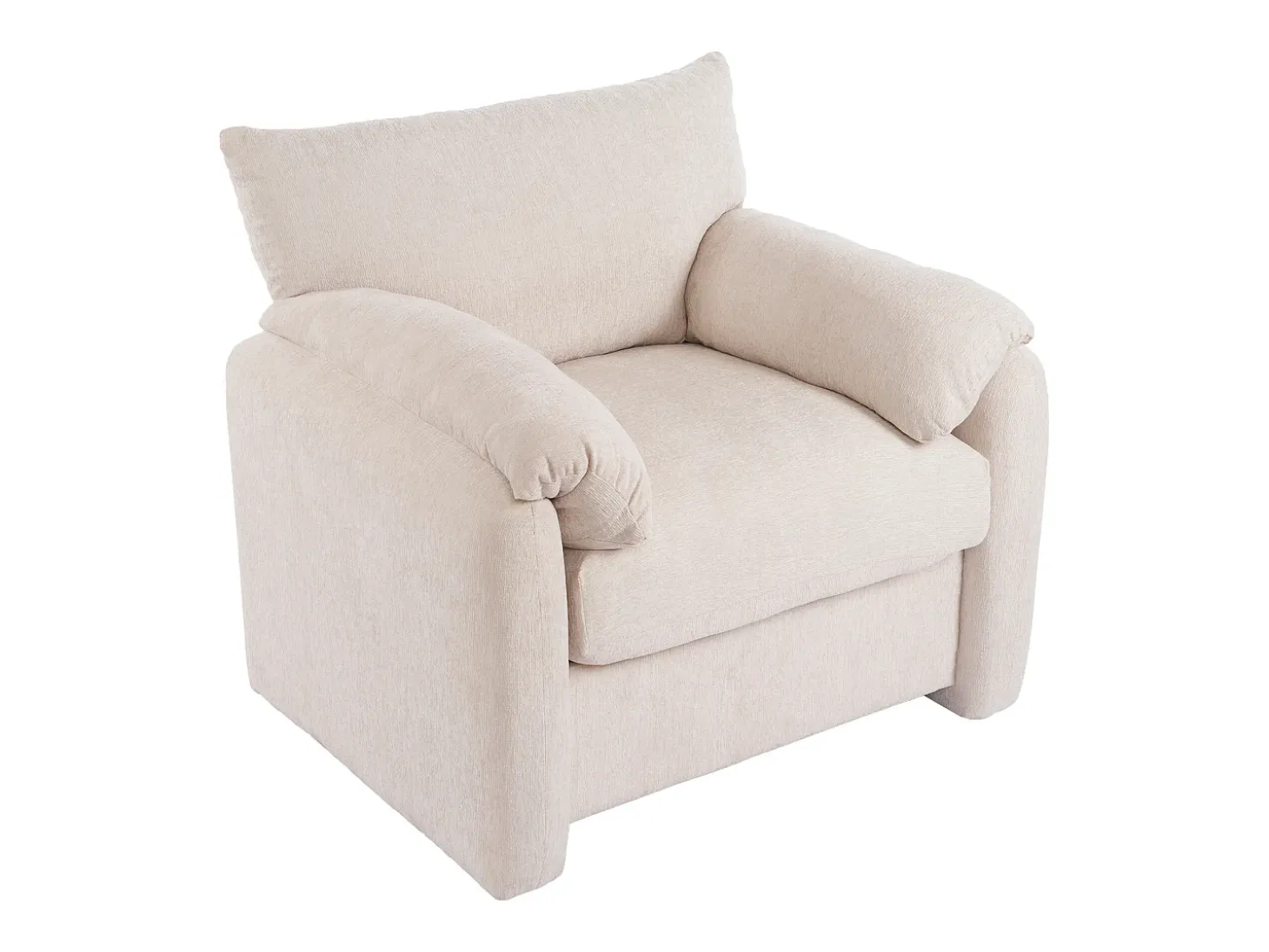 Sillón individual de chenilla - Beige