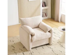 Sillón individual de chenilla - Beige