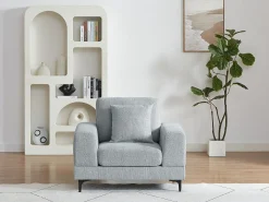 Sillón individual en tela texturizada de color gris claro JAMOLO