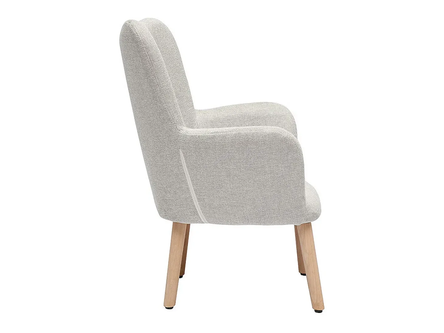 Sillón infantil escandinavo de tela efecto terciopelo beige y madera clara BABY BRISTOL