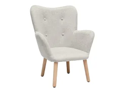 Sillón infantil escandinavo de tela efecto terciopelo beige y madera clara BABY BRISTOL