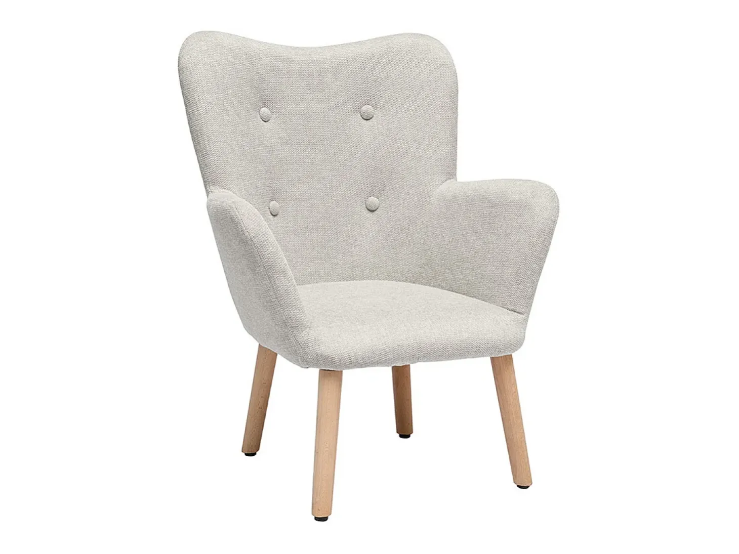 Sillón infantil escandinavo de tela efecto terciopelo beige y madera clara BABY BRISTOL