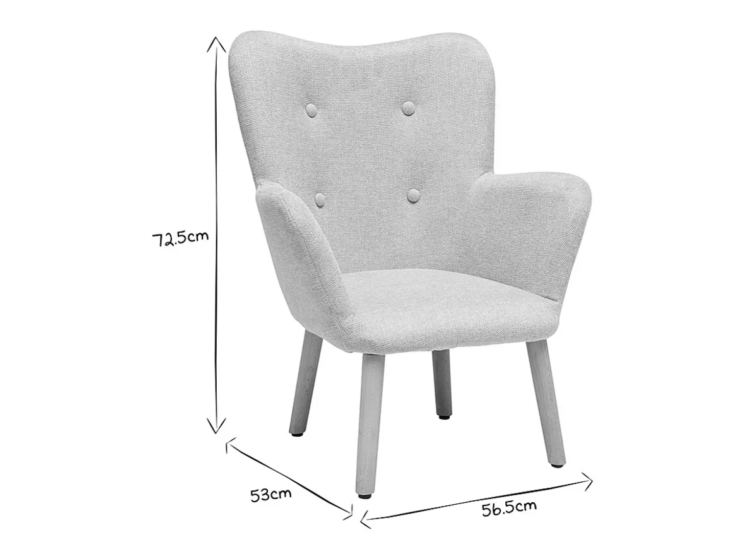 Sillón infantil escandinavo de tela efecto terciopelo beige y madera clara BABY BRISTOL