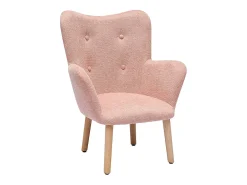 Sillón infantil escandinavo de terciopelo rosa y madera clara BABY BRISTOL