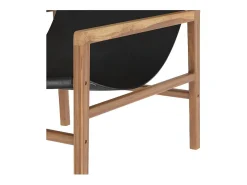 Sillón lounge de teca y cuero de vaca negro - Apache