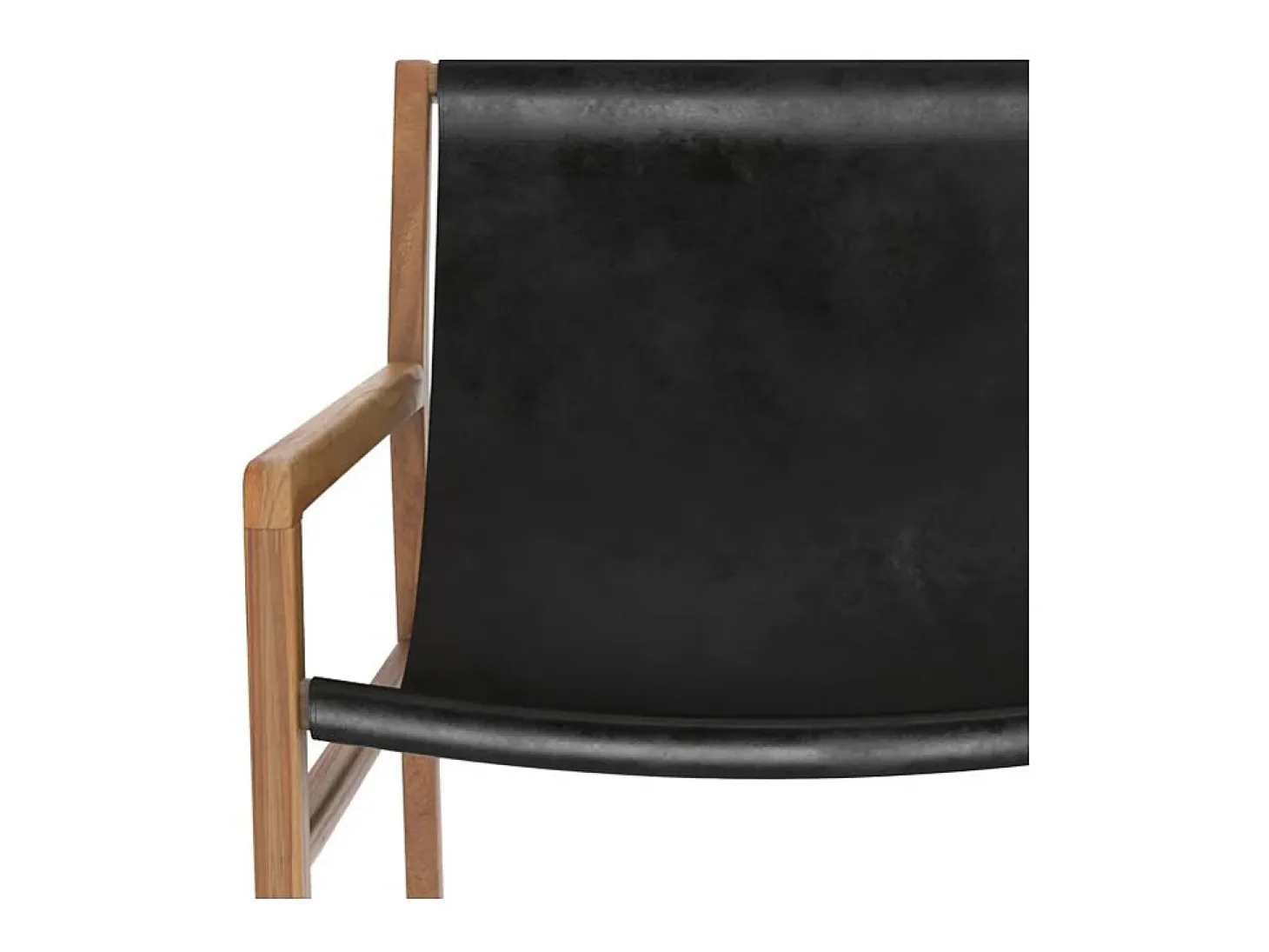 Sillón lounge de teca y cuero de vaca negro - Apache