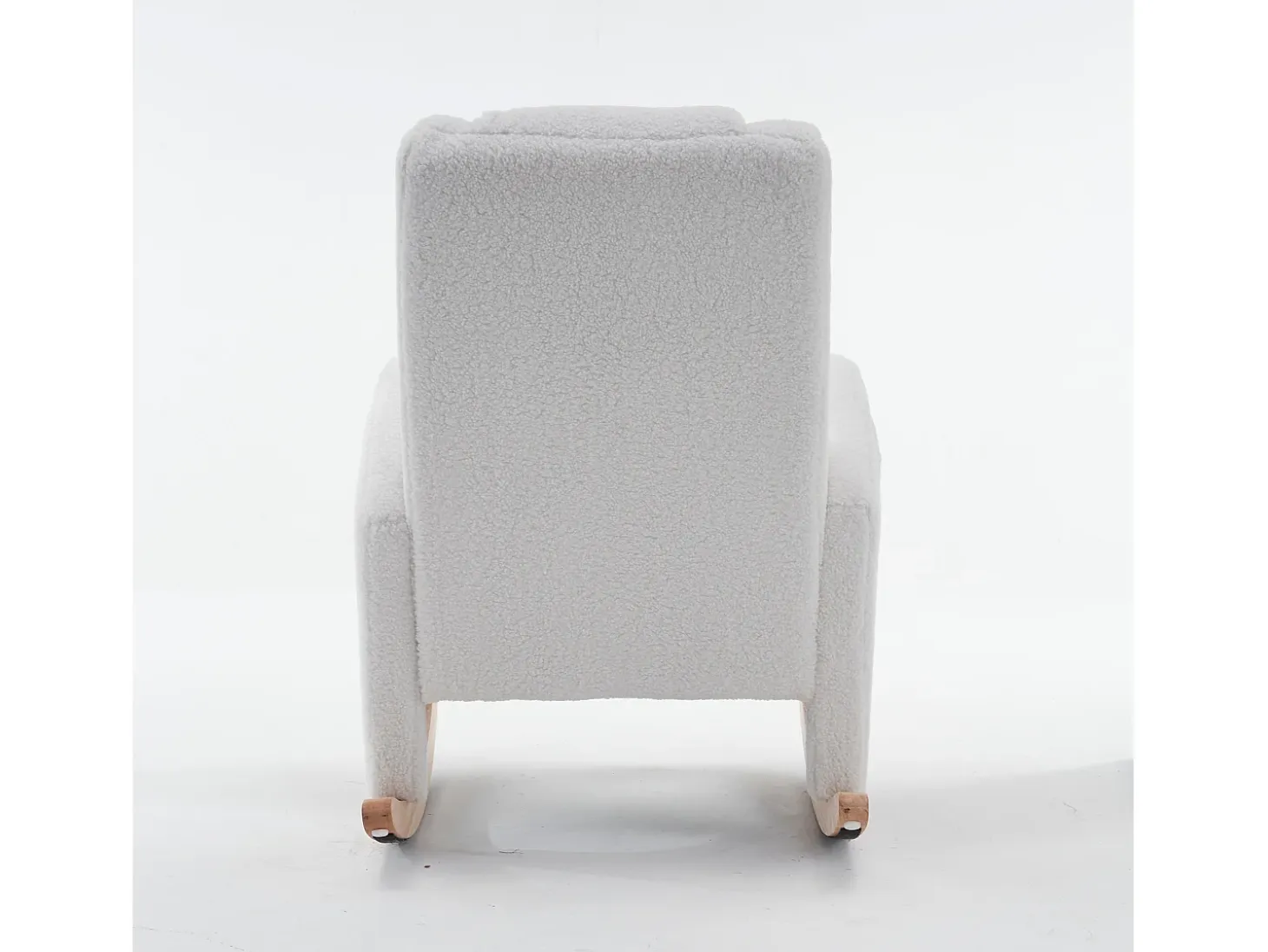 Sillón mecedor blanco con reposabrazos, respaldo y reposapiés retráctil - tela afelpada - para salas de estar y estudios