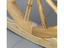 Sillón mecedor, diseño rústico, madera maciza, con ruedas, madera natural (68x88x92 cm)