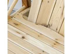 Sillón mecedor, diseño rústico, madera maciza, con ruedas, madera natural (68x88x92 cm)