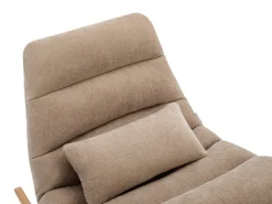 Sillón mecedora de tela color topo con base de madera RELIACO