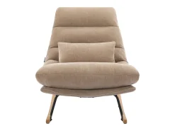Sillón mecedora de tela color topo con base de madera RELIACO