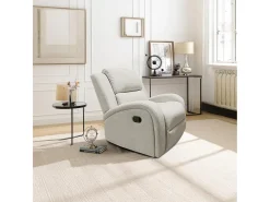 Sillón Mecedora Relax con Reclinación Manual, Tapizado Microfibra, Modelo Sam, Arena