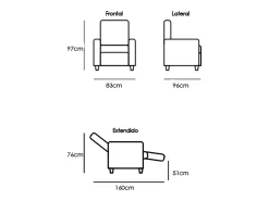 Sillón Mecedora Relax con Reclinación Manual, Tapizado Microfibra, Modelo Sam, Arena