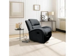 Sillón Mecedora Relax con Reclinación Manual, Tapizado Microfibra, Modelo Sam, Gris