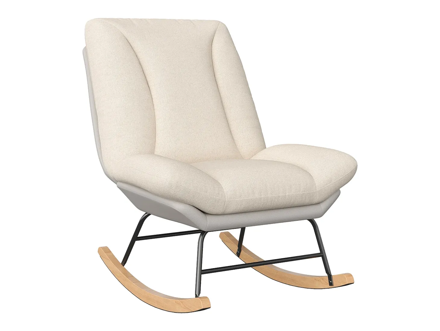 Sillón Mecedora Tapizado - Con Respaldo Regulable, Para Salón - Dormitorio, Balcón - 90,5 x 74 x 98 cm
