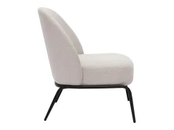 Sillón moderno de tejido efecto aterciopelado texturizado beige y metal negro BREGO