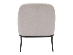 Sillón moderno de tejido efecto aterciopelado texturizado beige y metal negro BREGO