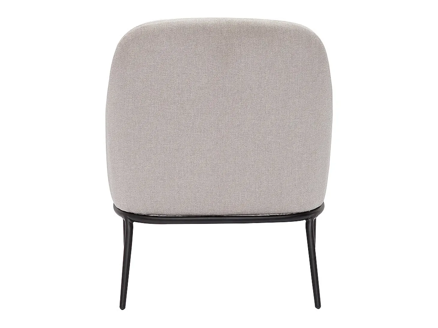 Sillón moderno de tejido efecto aterciopelado texturizado beige y metal negro BREGO