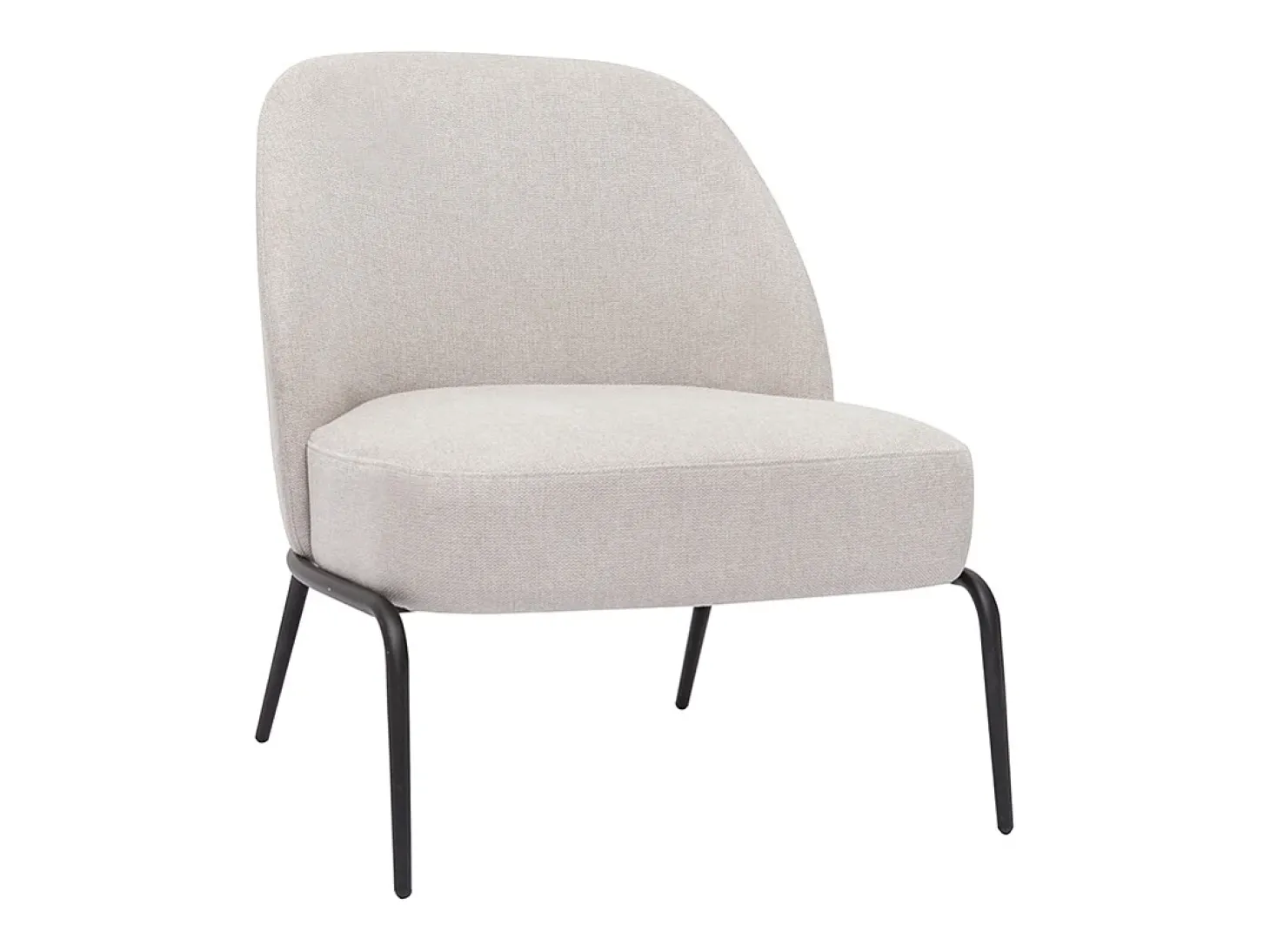 Sillón moderno de tejido efecto aterciopelado texturizado beige y metal negro BREGO